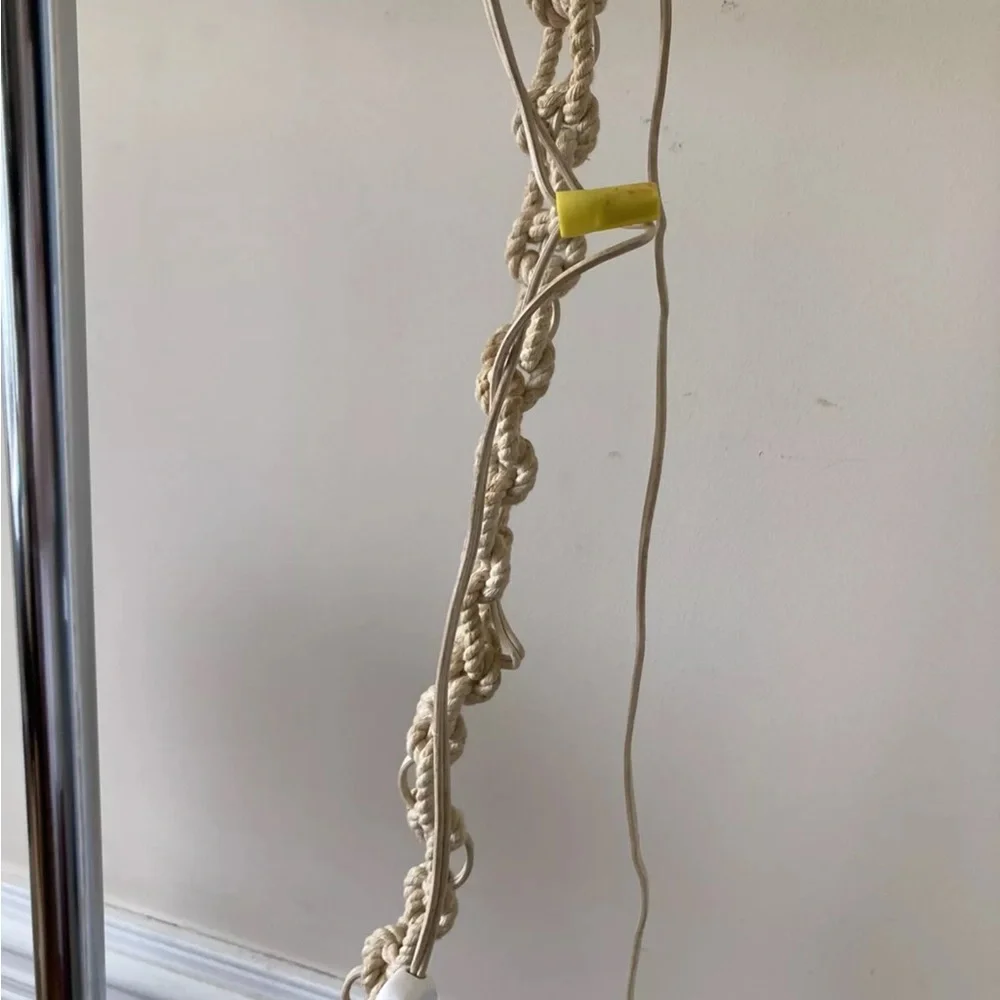 70s Macrame Hanging Lamp Planter Hand Crafted One-of-a-Kind